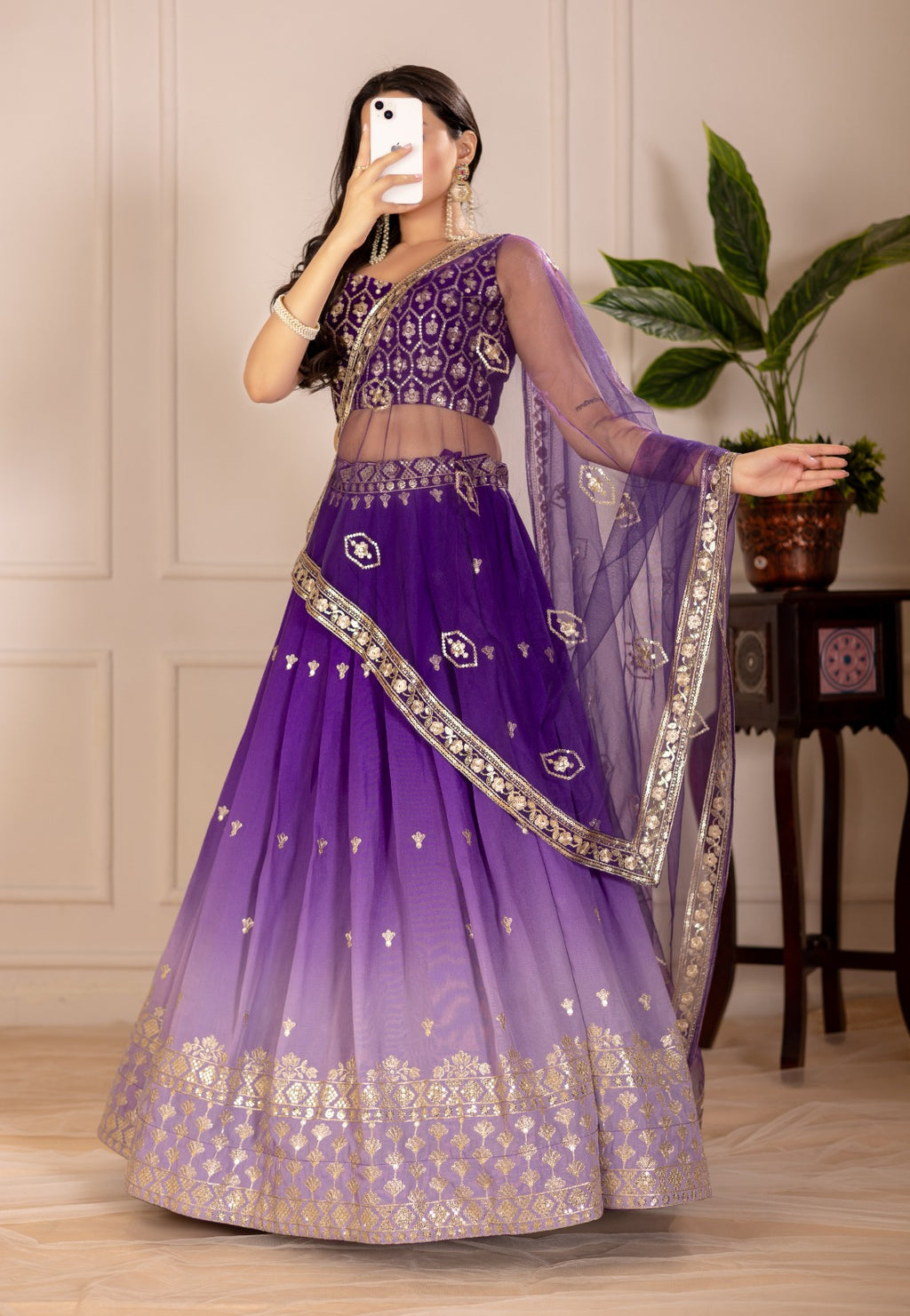 Women’s Heavy Simmer Silk Embroidered Lehenga Choli with Soft Net Dupatta