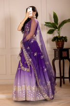 Women’s Heavy Simmer Silk Embroidered Lehenga Choli with Soft Net Dupatta