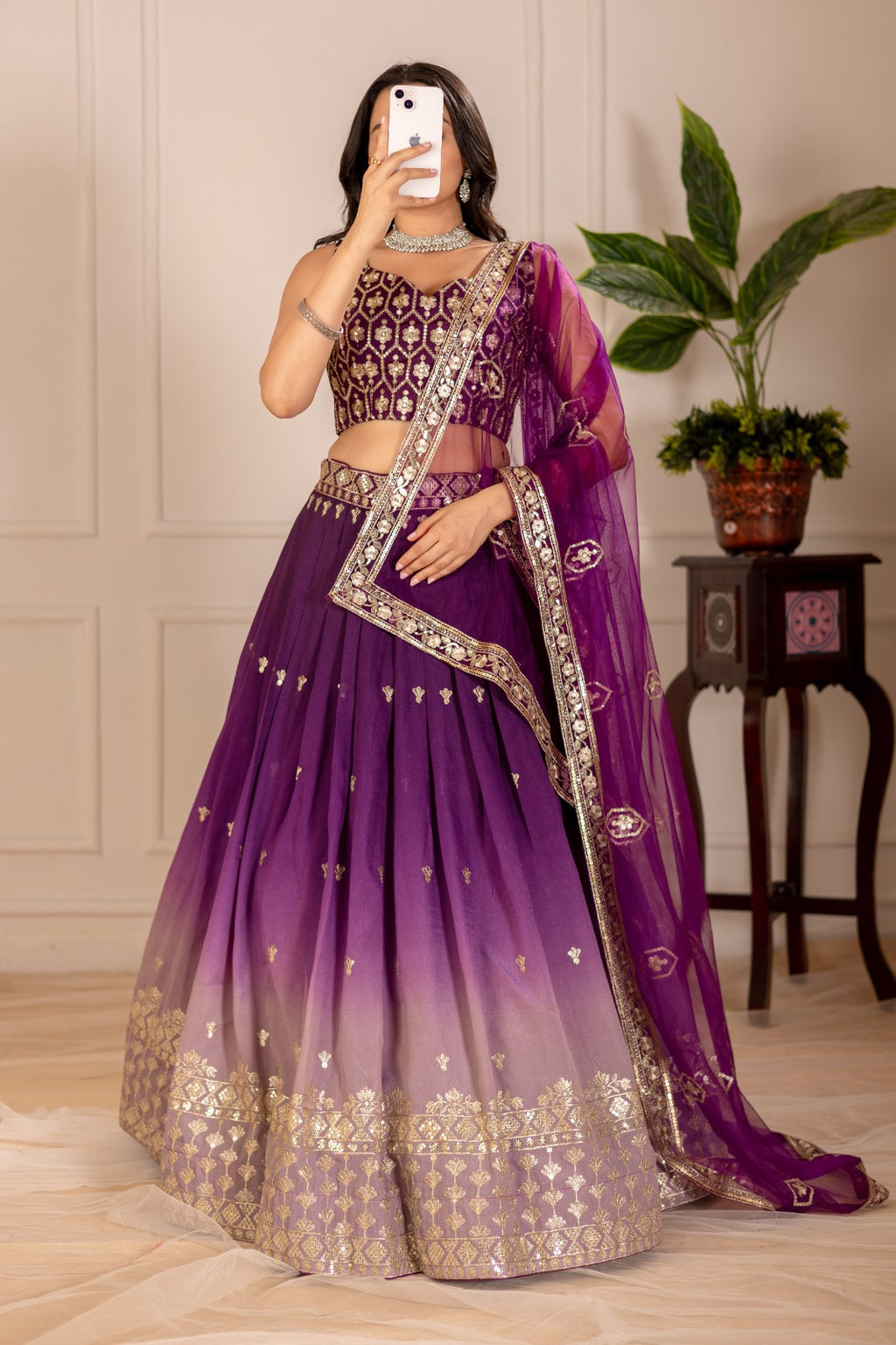 Women’s Heavy Simmer Silk Embroidered Lehenga Choli with Soft Net Dupatta