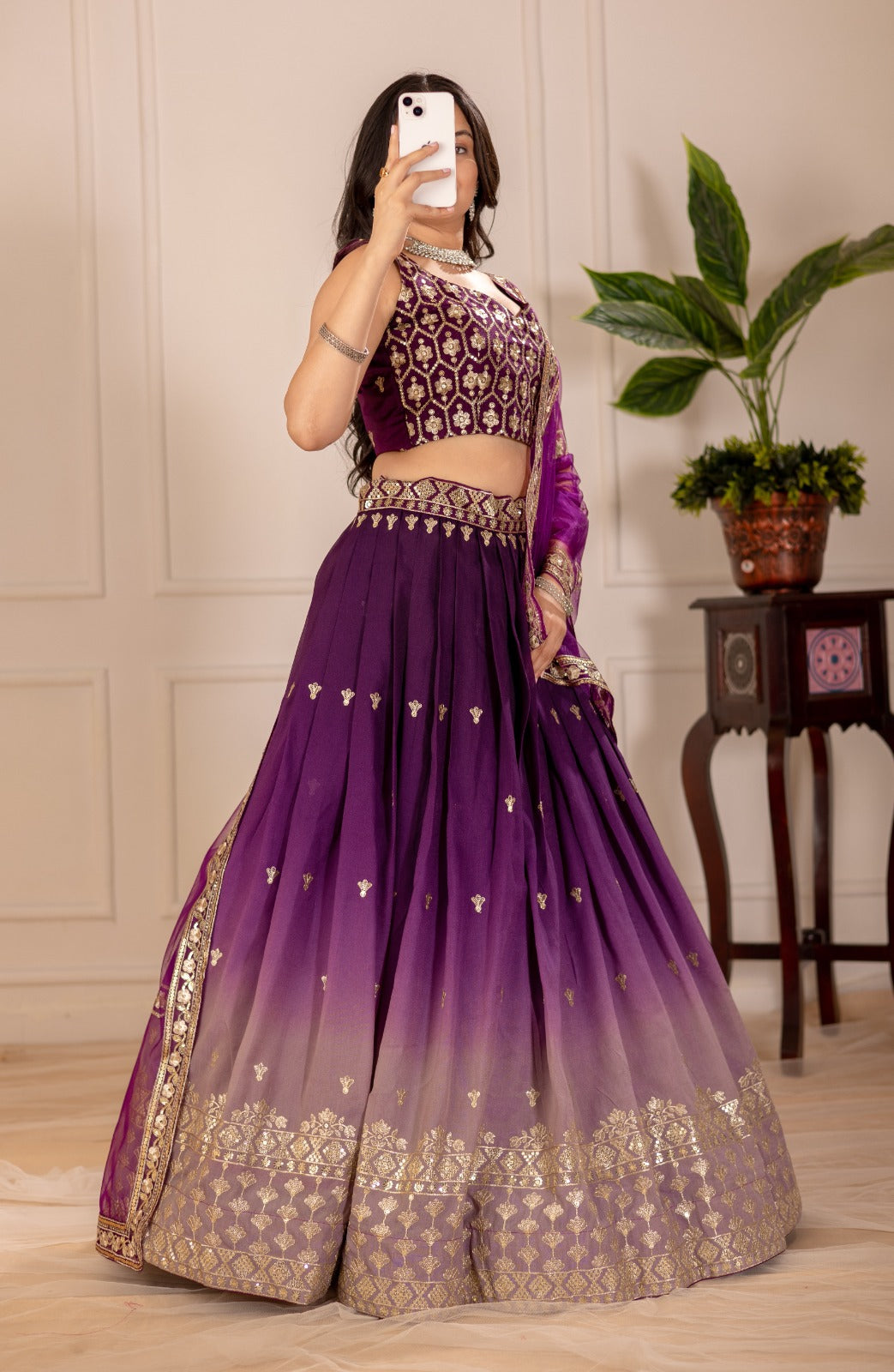 Women’s Heavy Simmer Silk Embroidered Lehenga Choli with Soft Net Dupatta