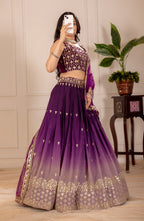 Women’s Heavy Simmer Silk Embroidered Lehenga Choli with Soft Net Dupatta