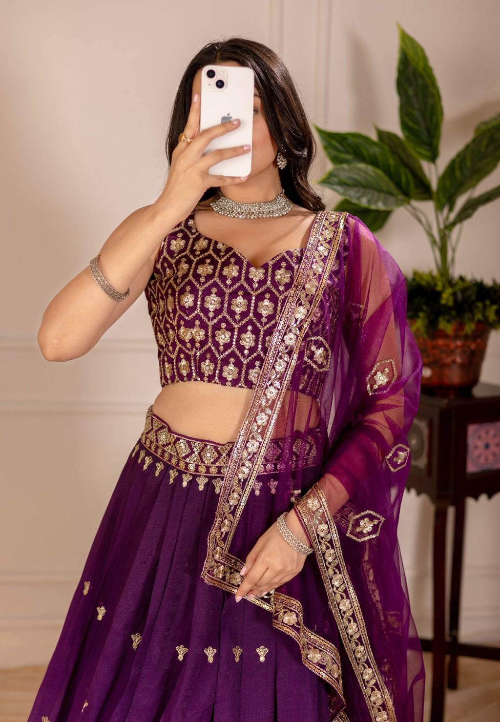 Women’s Heavy Simmer Silk Embroidered Lehenga Choli with Soft Net Dupatta