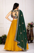 Women’s Yellow Georgette Lehenga Choli with Heavy Embroidery Blouse & Dupatta