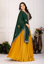 Women’s Yellow Georgette Lehenga Choli with Heavy Embroidery Blouse & Dupatta