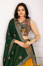 Women’s Yellow Georgette Lehenga Choli with Heavy Embroidery Blouse & Dupatta
