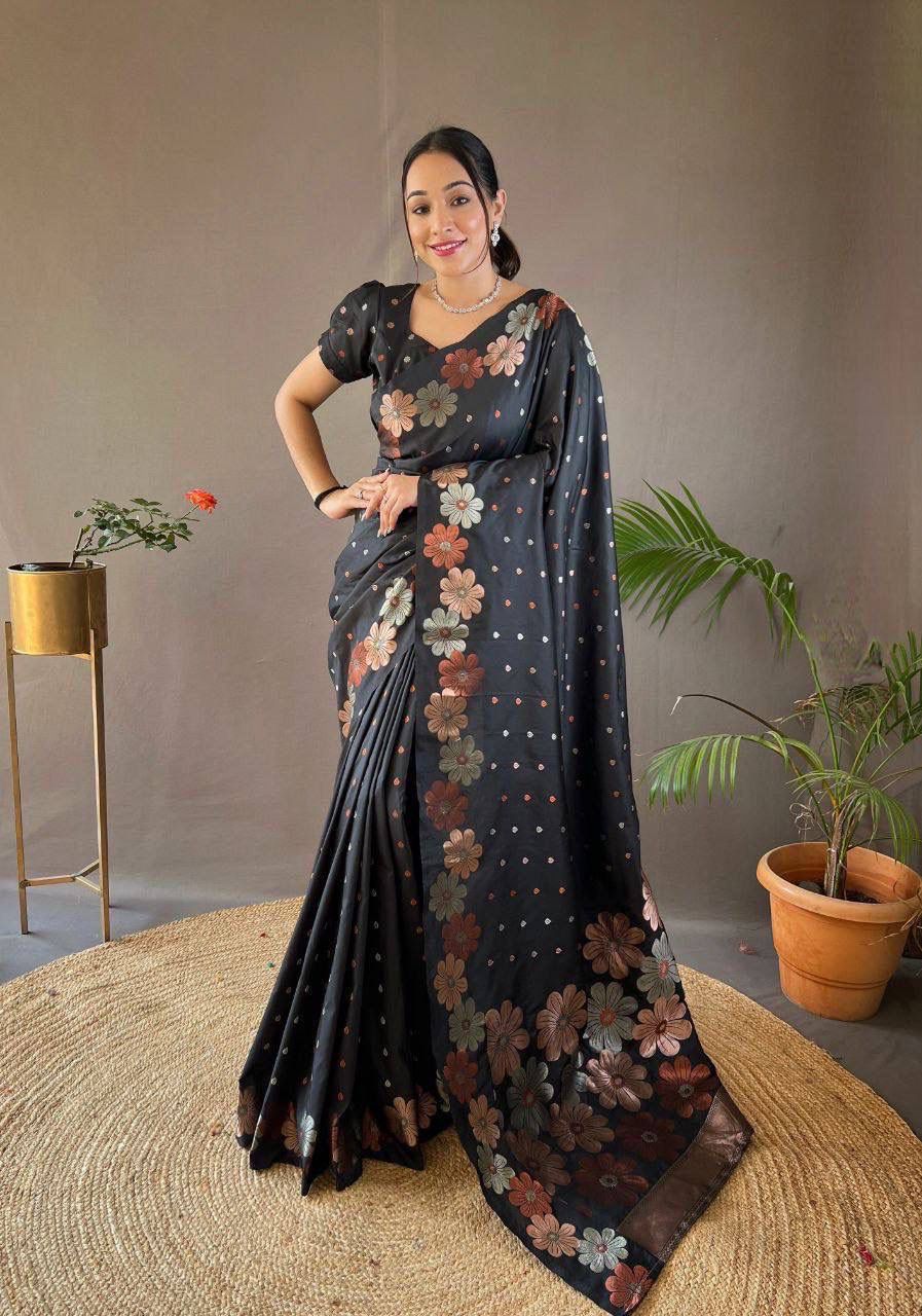 Monteliv Banarasi Soft Lichi Silk Saree