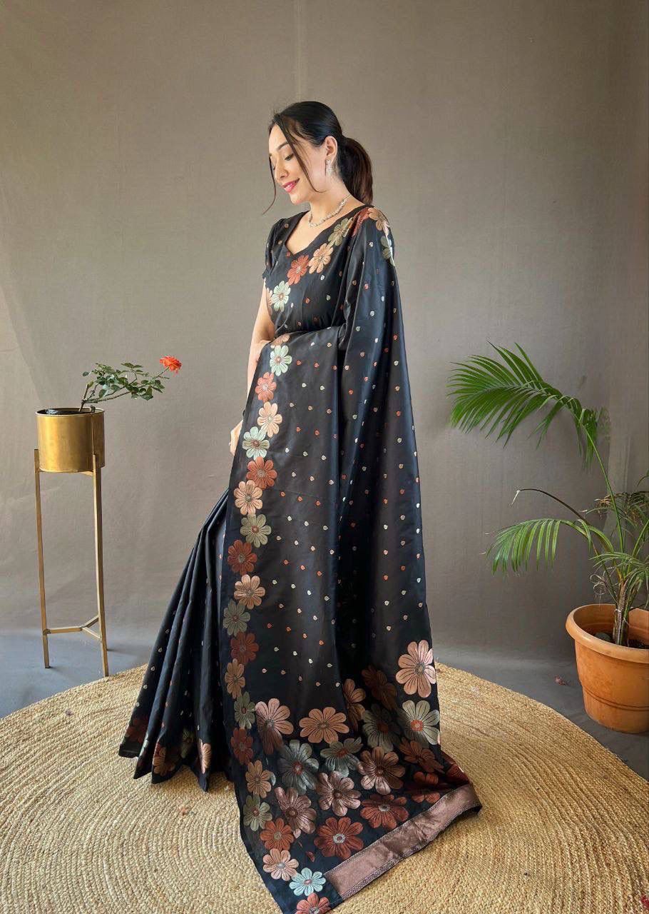 Monteliv Banarasi Soft Lichi Silk Saree