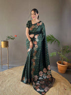 Monteliv Banarasi Soft Lichi Silk Saree