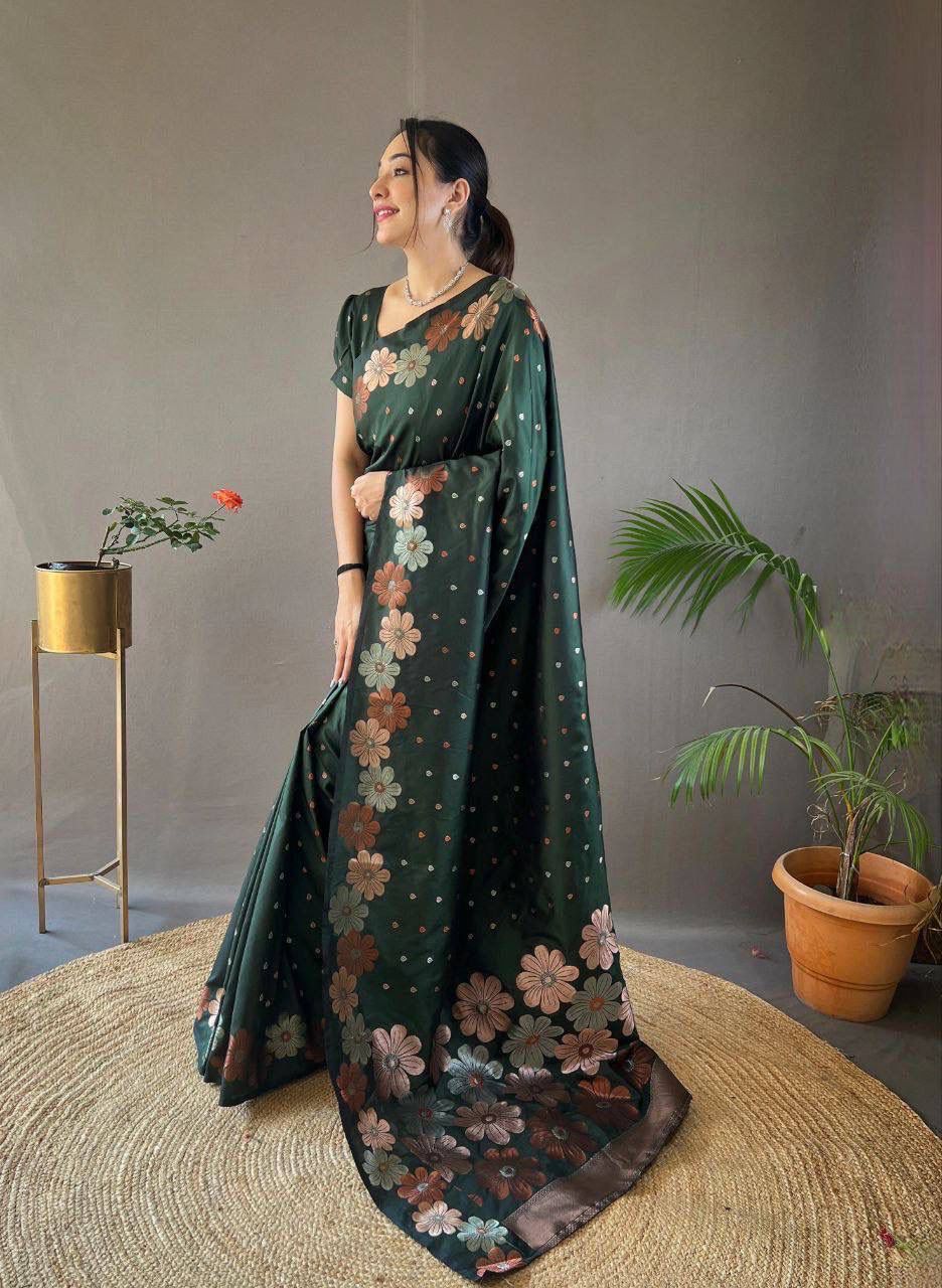 Monteliv Banarasi Soft Lichi Silk Saree
