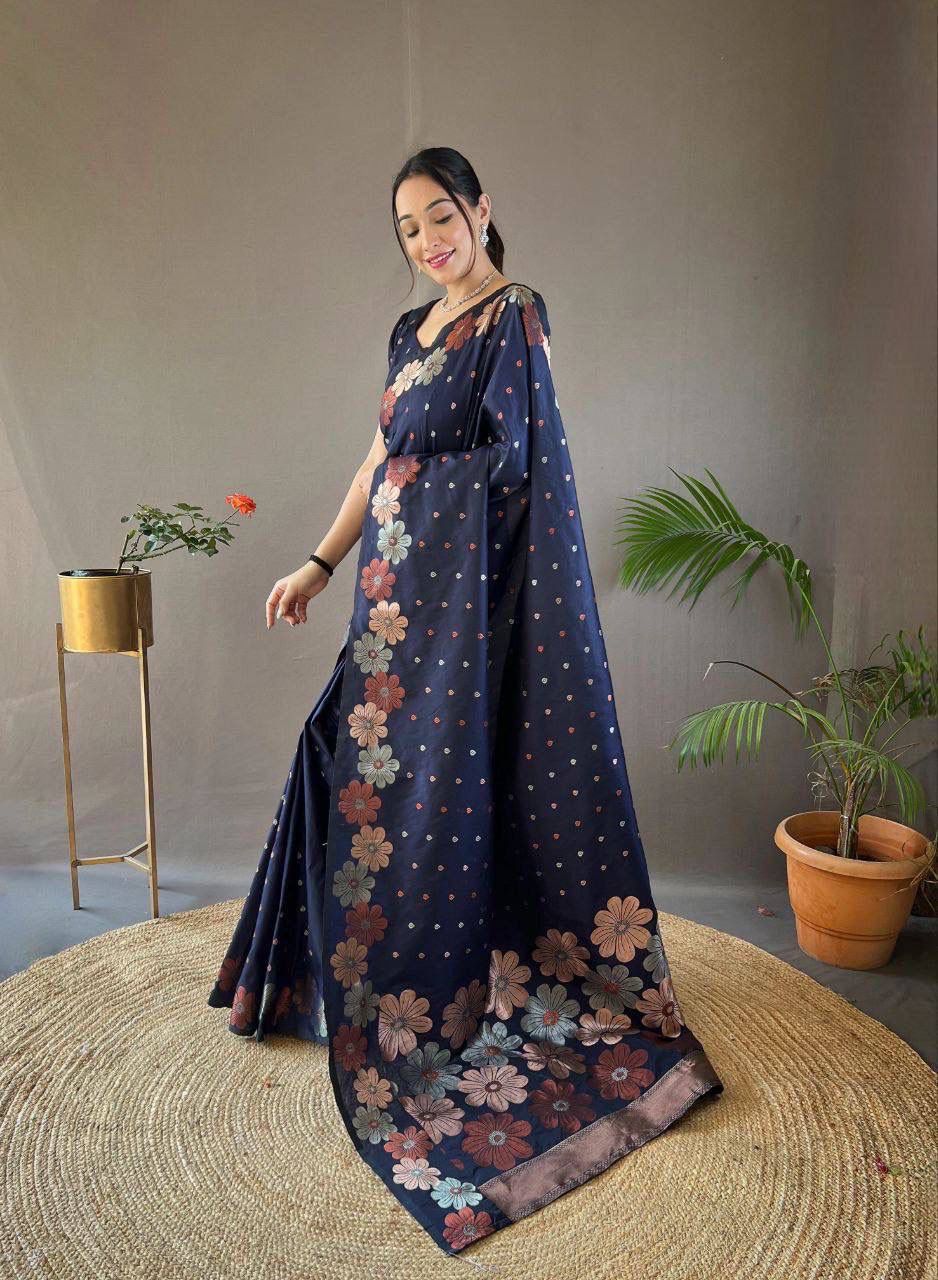 Monteliv Banarasi Soft Lichi Silk Saree