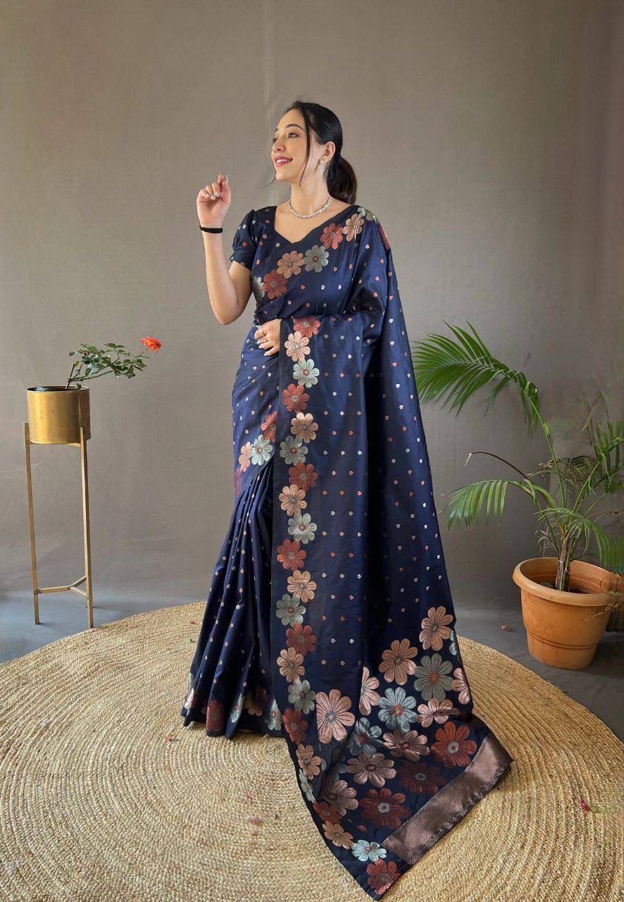 Monteliv Banarasi Soft Lichi Silk Saree