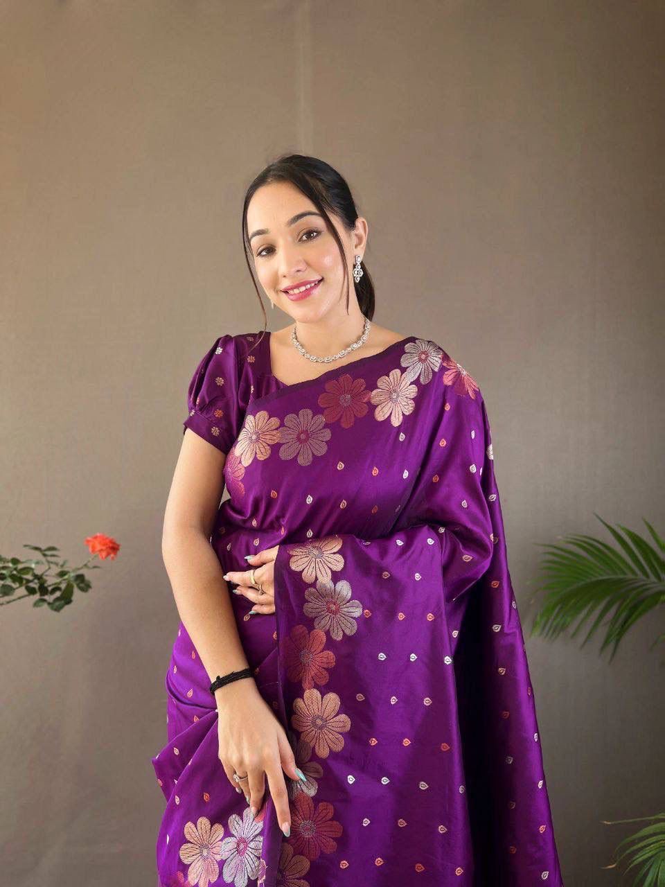 Monteliv Banarasi Soft Lichi Silk Saree