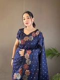 Monteliv Banarasi Soft Lichi Silk Saree