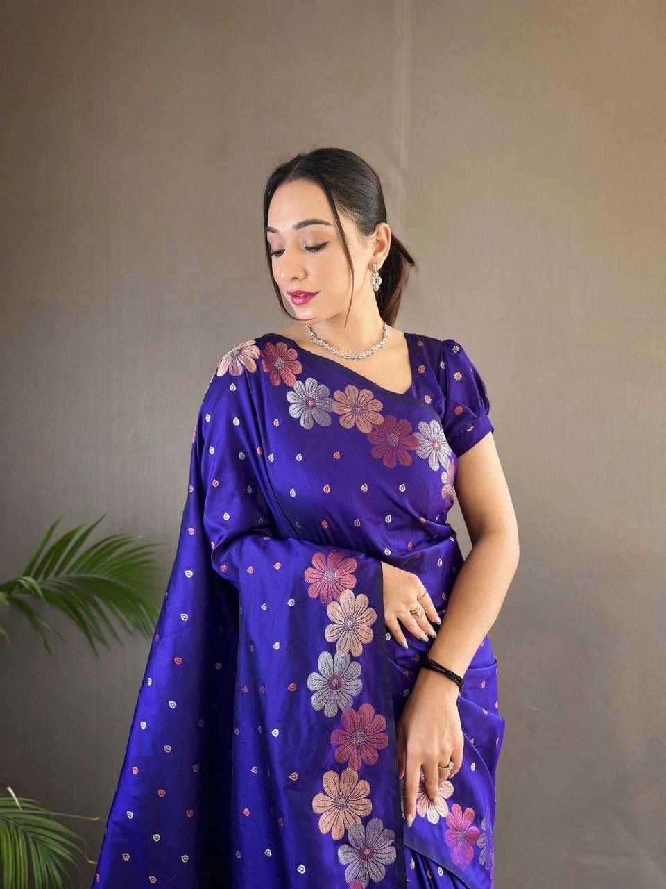 Monteliv Banarasi Soft Lichi Silk Saree