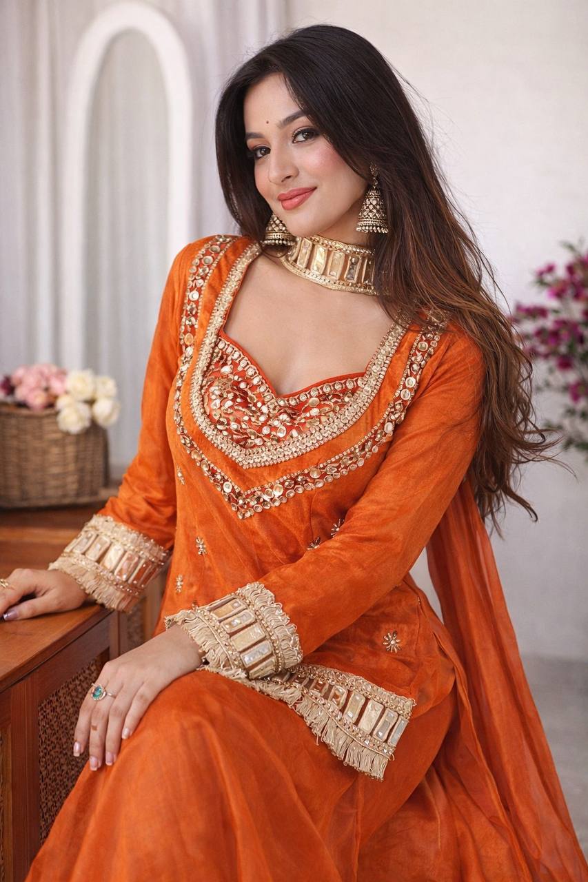 Royal Festive Look with Elegant Handwork & Designer Finish