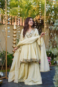 Monteliv Silk Kurta Palazzo Set with Mirror Work & Designer Dupatta