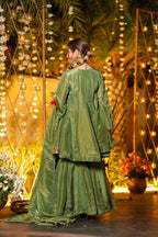 Monteliv Silk Kurta Palazzo Set with Mirror Work & Designer Dupatta